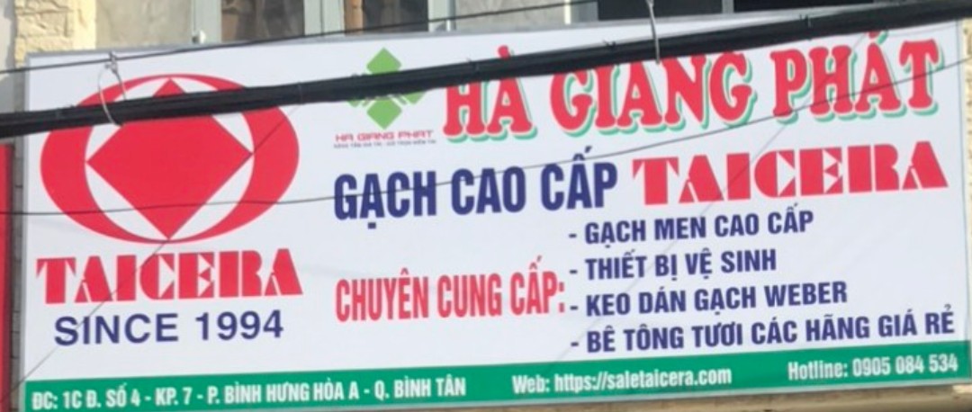 ĐẠI LÝ CẤP 1 TAICERA TẠI TỈNH TRÀ VINH