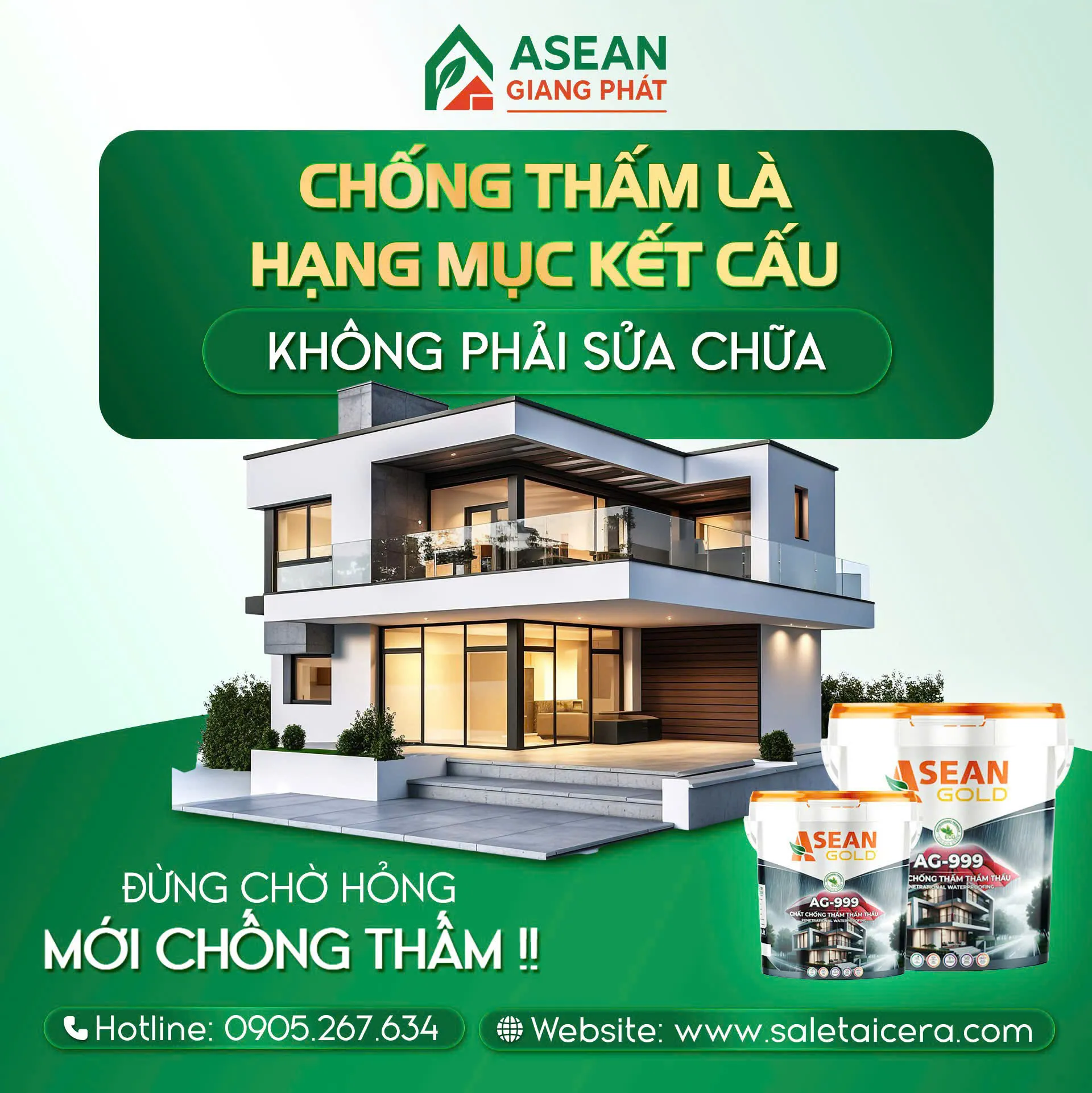 Giải Pháp Chống Thấm Tường Ngoài Không Cần Đóng Tôn – Xử Lý ĐÚNG Ngay Từ Khi Tường MỚI Với AG999