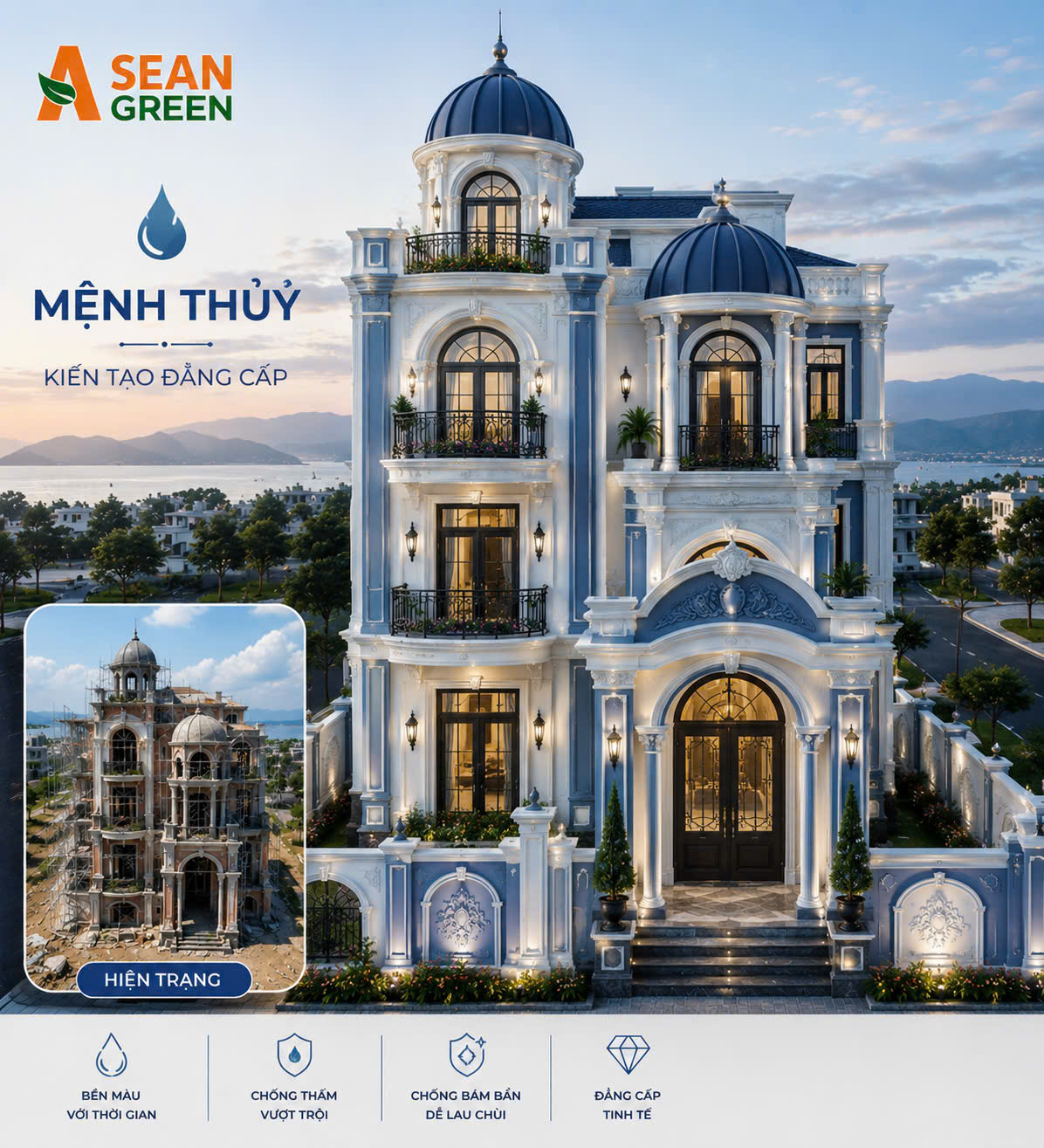 Biệt Thự Mệnh Thủy 2026–2027: Gợi Ý Màu Sơn Cao Cấp Và Giải Pháp Hoàn Thiện Bền Đẹp
