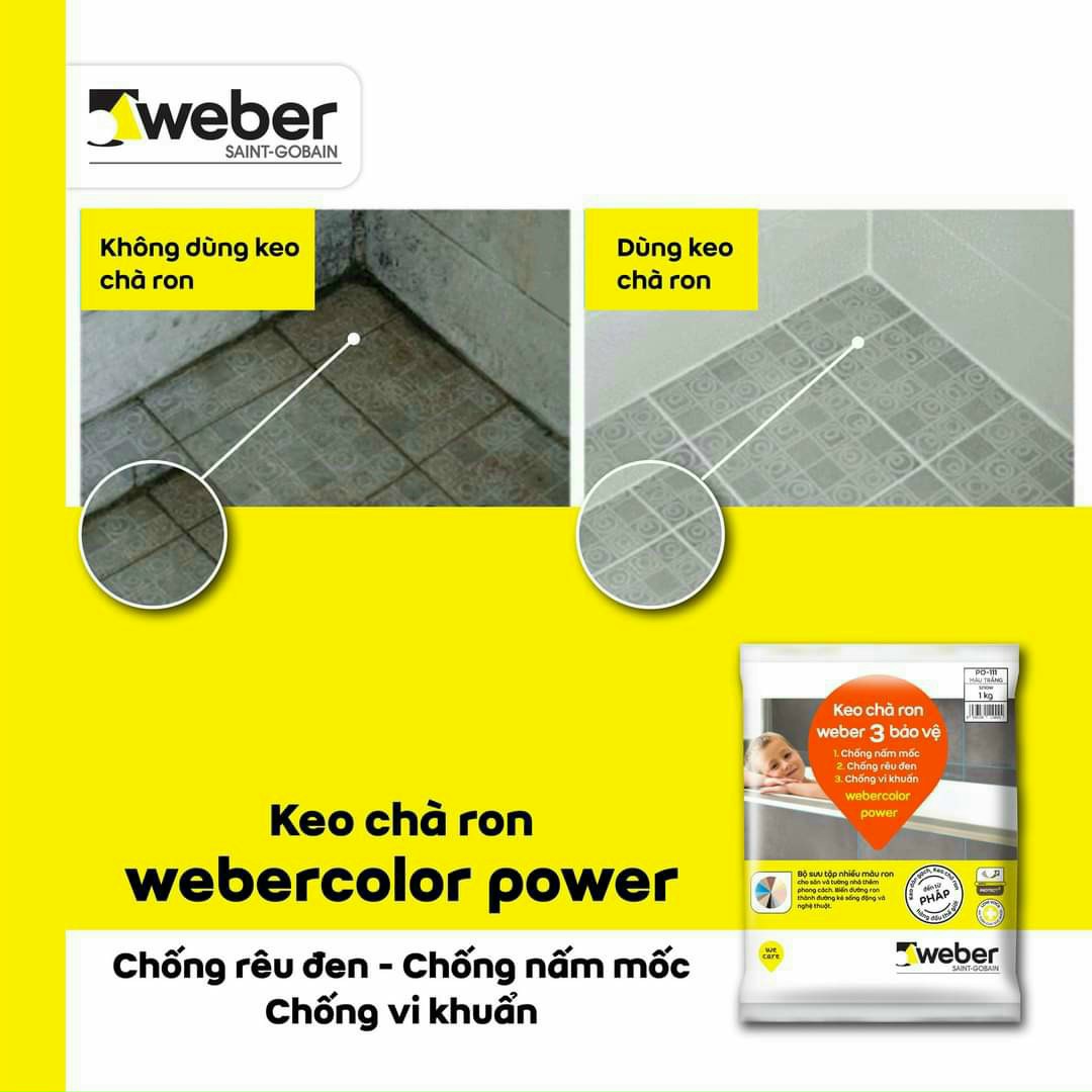 webercolor power: Keo chà ron 3 BẢO VỆ: Chống nấm mốc, rêu đen và vi khuẩn