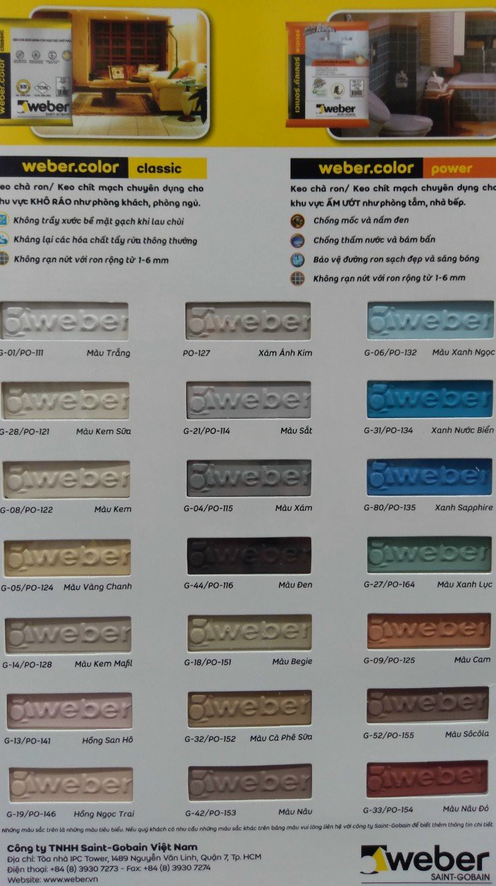 webercolor classic: Keo chà ron dành cho khu vực và gạch THÔNG DỤNG