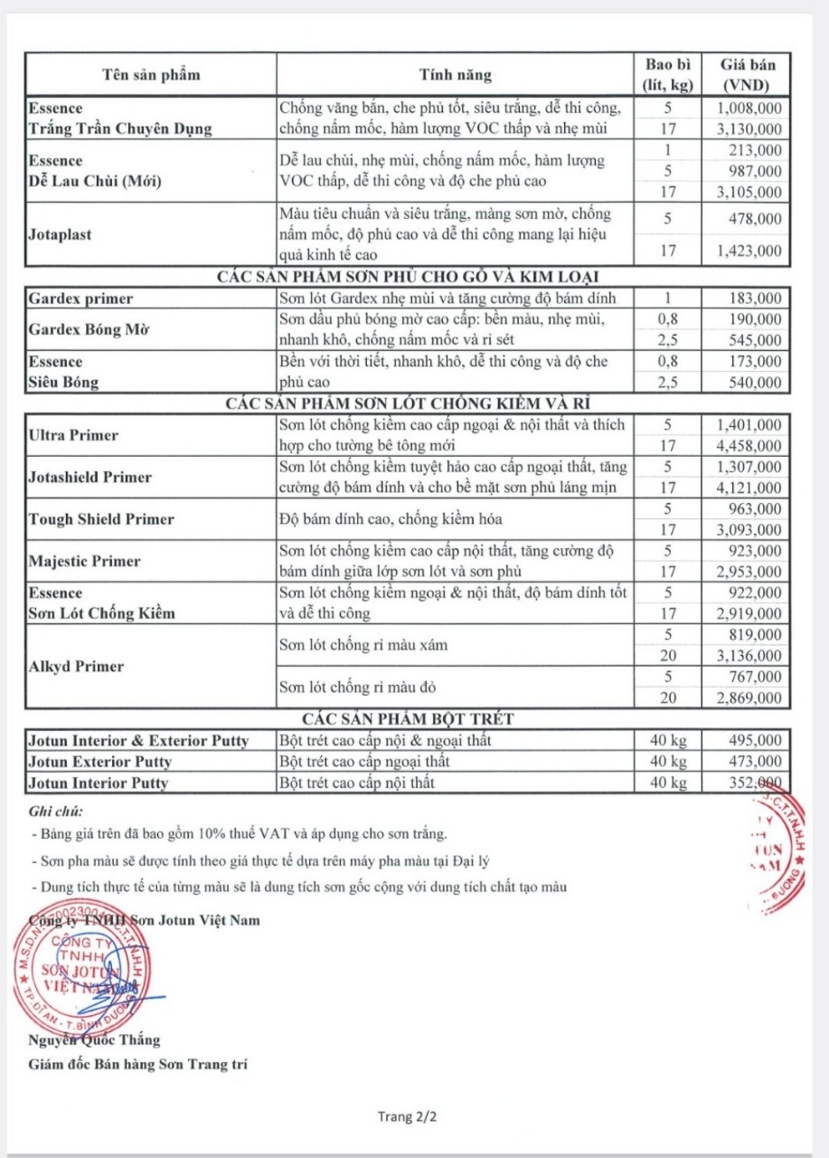 Bột Nội & Ngoại thất cao cấp Jotun 40kg