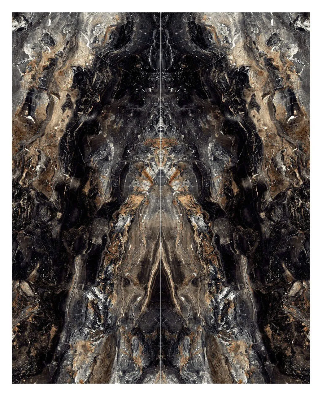 Gạch Đá Nung Kết 1200x3200mm Màu Đen Đối Xứng Vân Đá