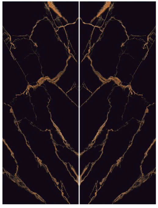 Gạch Đá Nung Kết 1200x3200mm Màu Đen Đối Xứng Vân Đá